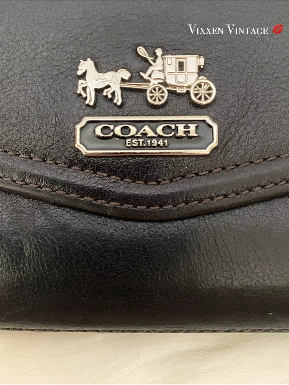 VINTAGE Y2K COACH ‘MADISON LEATHER ENVELOPE TRI-FOLD WALLET’ IN BLACK - Picture 2 of 14